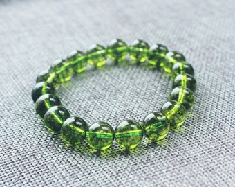 Handmade Natural Green Olivine Bracelet Peridot Bracelet /Natural Gemstone Strech Bracelet Jewelry/Gift for Her/#BR-S80523P801