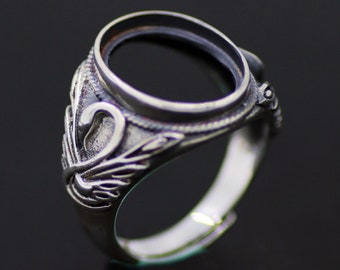 11.5mmx15.5mm Sterling Silver Ring Base/Antique 925 Silver Ring Blank/Blank Sterling Silver Ring for Women/#SS-R044