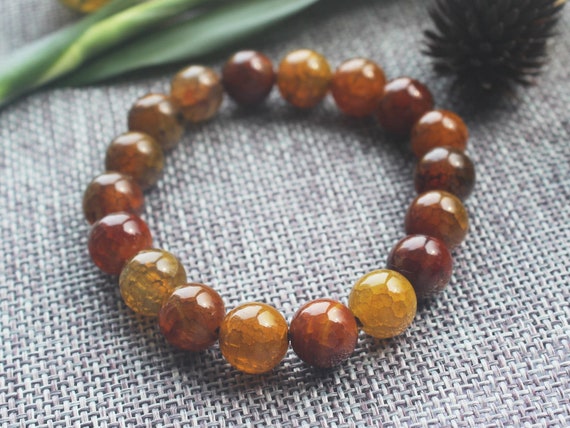 Bracelet Sur Mesure En Perles D'Agate Craquelée Gris/bleu 6mm - Réalisé à La Taille Souhaitée, Sans Fermoir