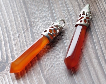 Natural Carnelian Necklace Pendant Carnelian Pendant Pendulum/Healing Crystal Pendant/Gift for Her/Chakra/DZ-S90315P804
