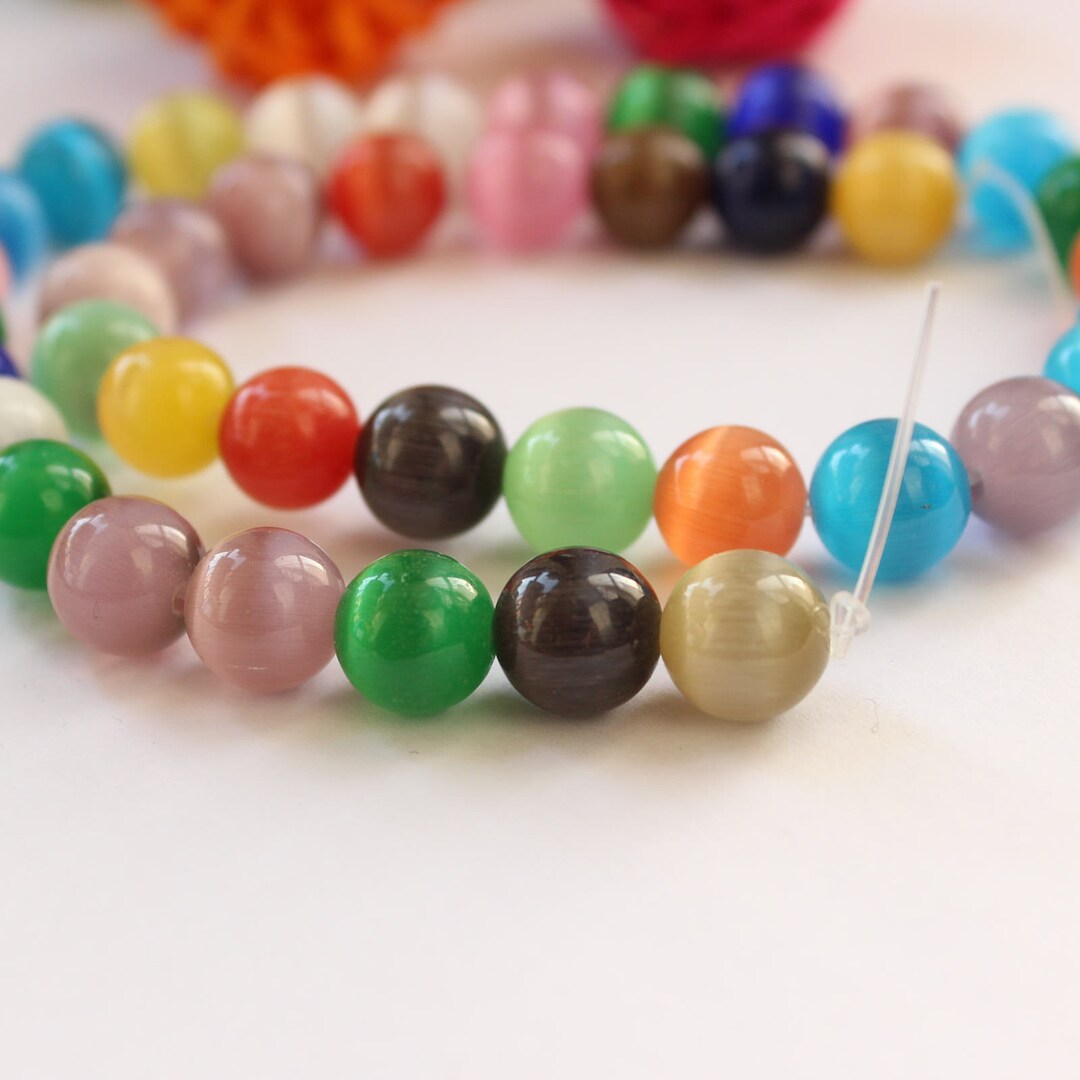 Colourful Cat Eye Beads/40 Pcs/10mm Round Beads/necklace & Etsy