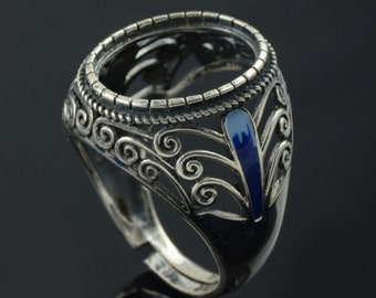 12mmx16mm Sterling Silver Ring Base/Antique Cloisonne 925 Silver Ring Blank/Blank Sterling Silver Ring/Gift for Women/#SS-R029