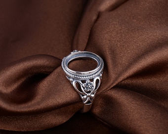13mmx17mm Sterling Silver Ring Base/Antique 925 Silver Ring Blank/Blank Sterling Silver Ring for Women/#SS-R030