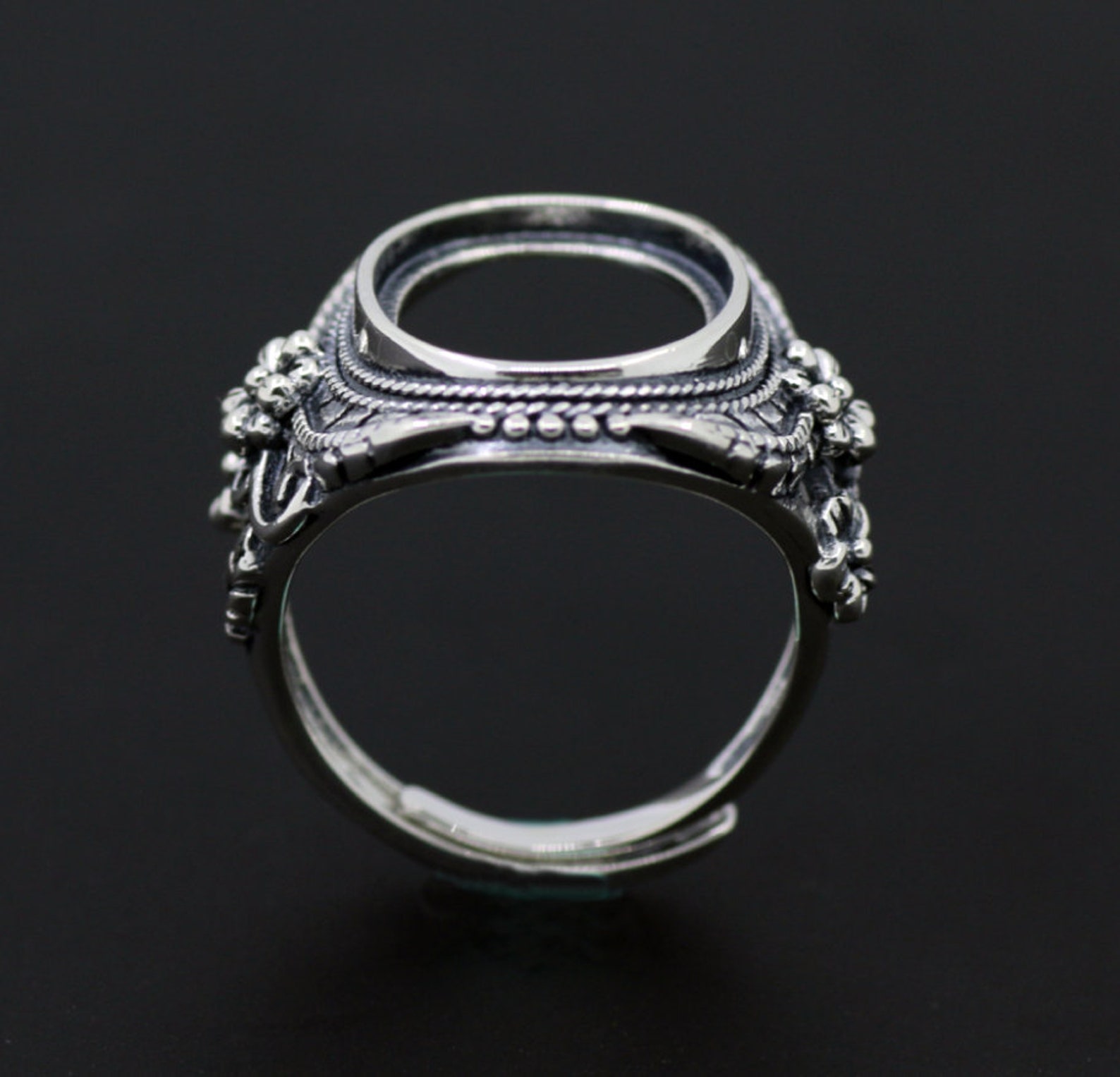 12mmx16mm Sterling Silver Ring Base/Antique 925 Silver Ring Etsy