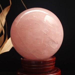 Large Rose Quartz Crystal Sphere with Stand/Hand Carved Rose Crystal Ball/60/70/80/90/100mm/#BJ-S80323P602-1