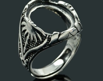 13mmx17mm Sterling Silver Ring Base/Antique 925 Silver Ring Blank/Blank Sterling Silver Ring/Gift for Men#SS-R042