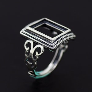 10mmx10mm Sterling Anello D&#39;argento Base/Antiquariato 925 Anello d&#39;Argento Vuoto/Anello d&#39;argento sterling bianco/#SS-R045