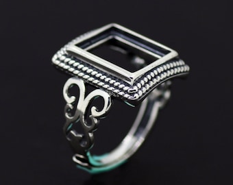 10mmx10mm Sterling Silver Ring Base/Antique 925 Silver Ring Blank/Blank Sterling Silver Ring/#SS-R045