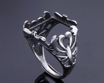 15mmx15mm Sterling Silver Ring Base/Antique 925 Silver Ring Blank/Blank Sterling Silver Ring/Gift for Women/#SS-R022