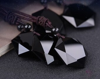 Natural Faceted Obsidian Pendant /Obsidian Jewelry/Natural Gemstone Charms For Jewelry Findings/#DZ-S80323P601