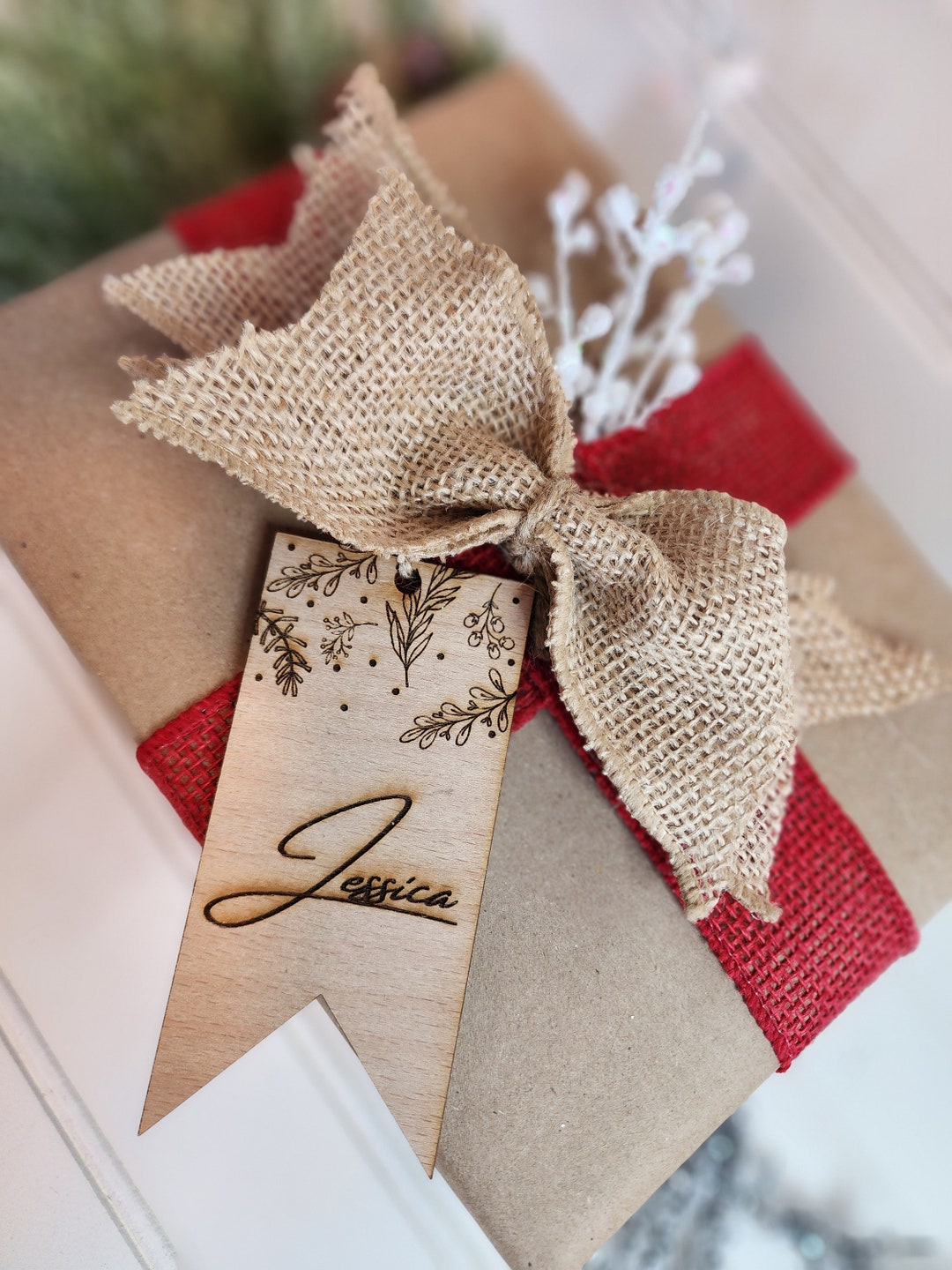 Wood Gift Tag Name, Stocking Personalized Tags, Custom Christmas Tags