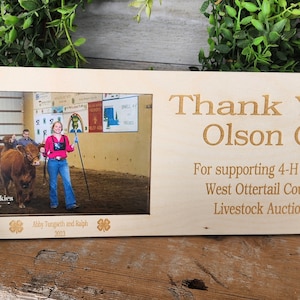 Livestock Auction Thankyou Plaque, Show Cattle, Blue Ribbon Auction Award, Buyer Thankyou