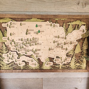 National Parks Travel Map, National Parks Marker,  US Travel Map, Travel Home Decor