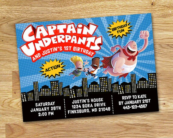Captain Underpants Movie Birthday Invitation // DIGITAL FILE | Etsy