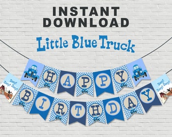 Little Blue Truck Birthday Banner // Instant Download - Available Immediately!