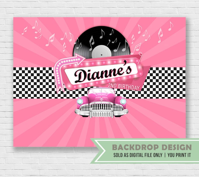 Grease Party Backdrop Digital File Only Sock Hop Rock N Etsy