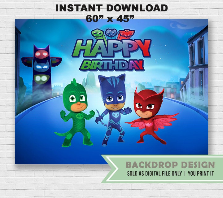 PJ Masks Birthday Banner Backdrop // Instant Download Etsy