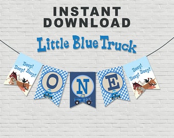 Little Blue Truck Birthday ONE Banner // Instant Download - Available Immediately! // High Chair Banner