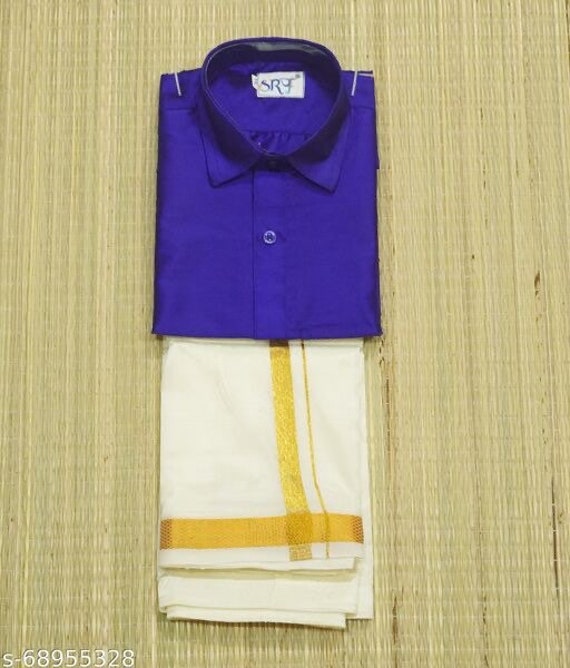 Traditional South Indian Boys Ethnics Dhoti and Half Shirt With Short  Sleeve/ Festival Wear for Boys/ Boys Dress for Pongal / Sankranthi 