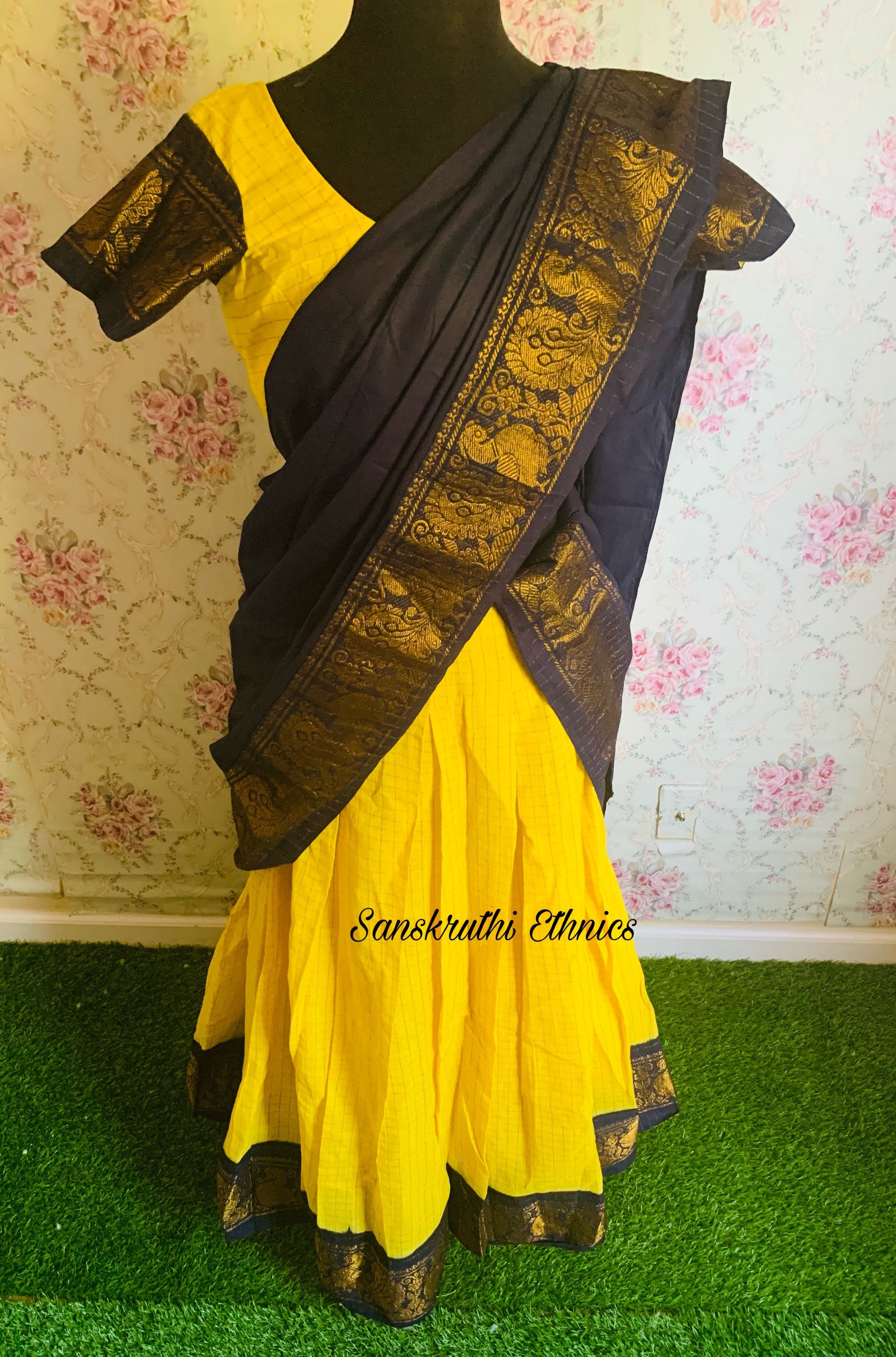Sungudi Cotton Half Saree Sets/ Sungudi Langa Voni/ - Etsy Finland