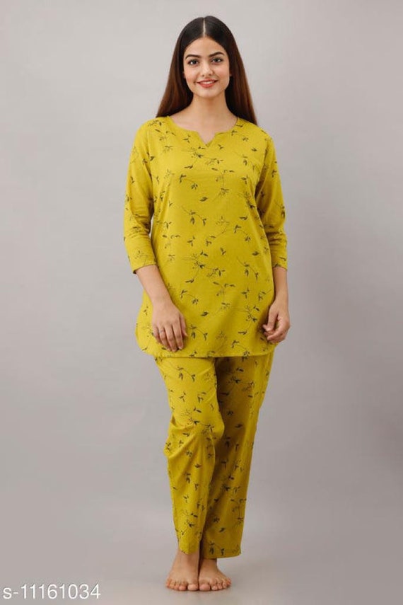 Buy TUSHKI FAB Women's Soft Cotton Night Suits, Pyjama Sets, Lounge wear,  Short Sets, Indian Cotton, and Nightwear from India (Set of 1) (Rendom) (S)  at Amazon.in