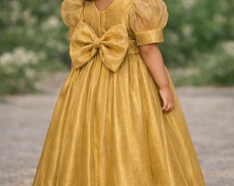 Indian Ethnic Organza Golden Rich pawadai for girls/ Langa blouse for traditional occasions/ simple yet elegant/ Indian clothing for girls