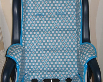 ERSATZBEZUG Auflage für Fahrradsitz Jockey Relax oder Comfort, blaue Blümchen Bezug aus Baumwolle