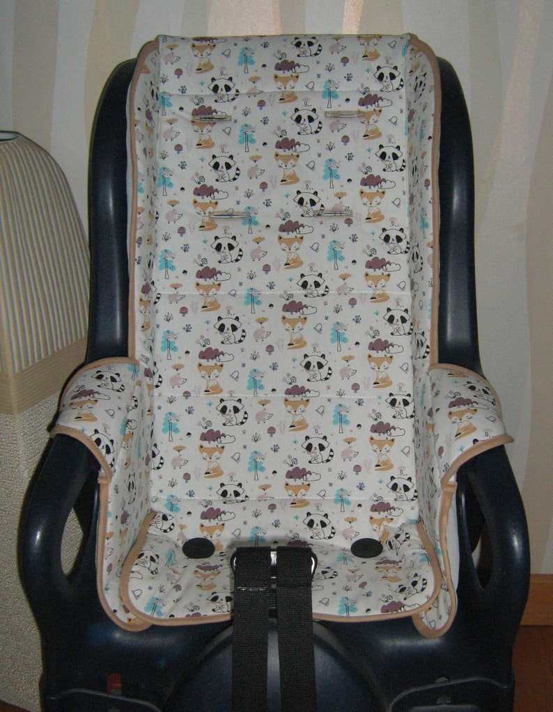 ERSATZBEZUG Auflage für Fahrradsitz Jockey Relax o. Comfort, Waschbär u. Fuchs, Fahrradsitzbezug aus Baumwolle Bild 1