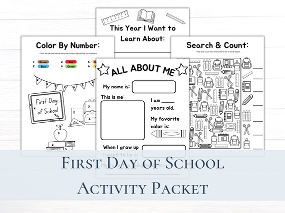 First Day of School Activity Packet