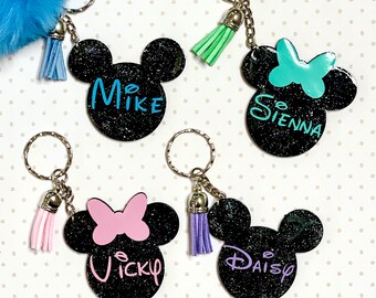 Crocheted 3D and flat letters school jumpers labels keyring