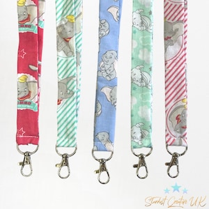 Dumbo elephant lanyard, swivel lobster clasp, I.D holder, personalise customise with name, pass holder, nursery teacher nurse gift