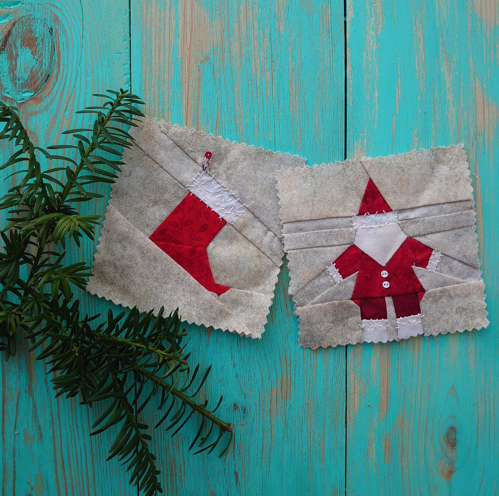 Santa Quilt Blocks Winter Quilt Blocks Christmas Quilt Etsy