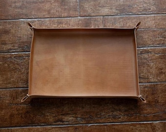 Personalisiertes italienisches Leder-Tablett, Schreibtisch-Organizer für Männer