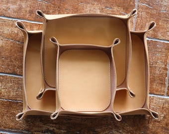 Handmade leather catch all tray, A4 paper storage, decorative custom valet tray, anniversary, graduation personalized best gift for her him