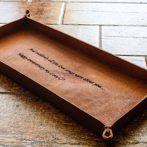 Decorative Italian leather tray, personalized office gift, new apartment decor, anniversary, graduation, best gift for her him