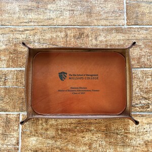 Handmade Leather Valet Tray, Graduation Gift for Him or Her, Custom Leather Valet Tray, Handmade Catchall Organizer, Personalized Home Decor