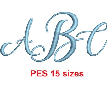 The Heart of Everything Monogram font PES format Satin Stitches 15 Sizes 0.25 (1/4) up to 7 inches