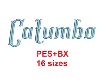 Catumbo embroidery font formats PES+BX 16 sizes French and English alphabet with commercial license (CFA)
