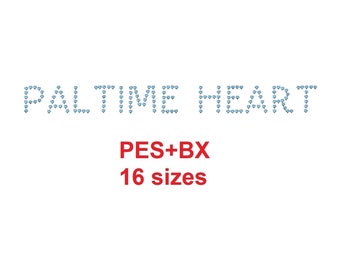 Paltime Heart™  fancy embroidery font formats PES+BX 16 sizes French and English alphabet with commercial license (RLA)