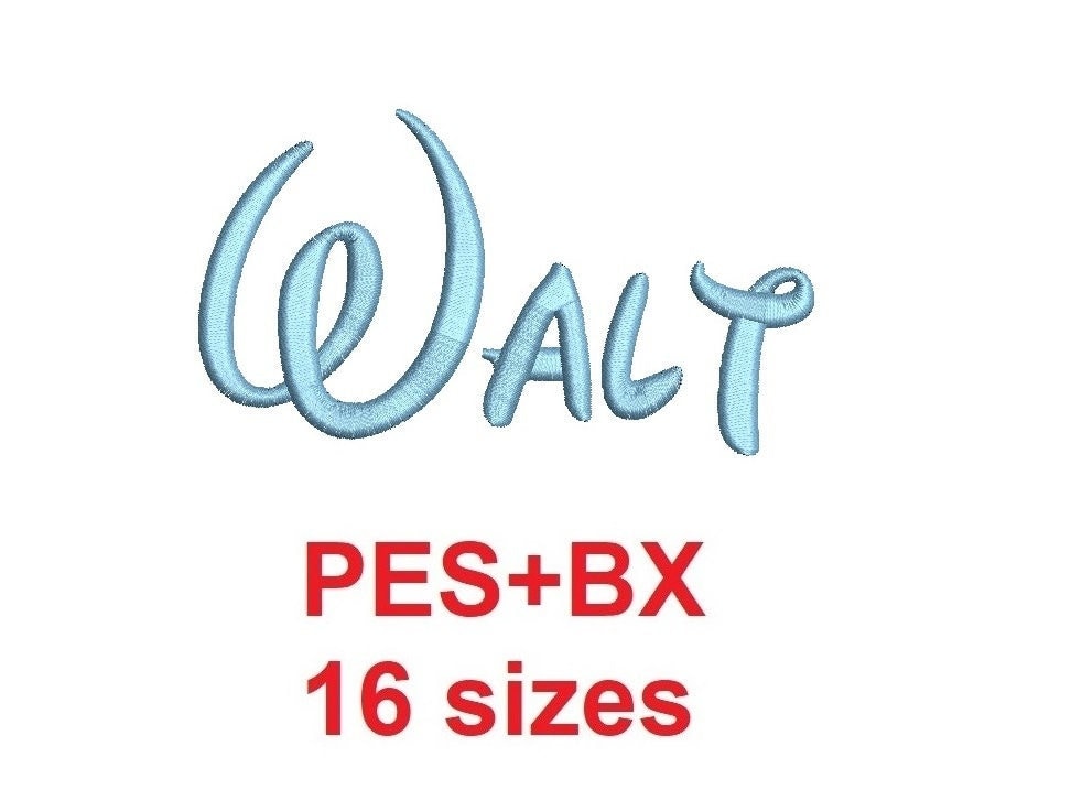 Walt embroidery PES+BX font embroidery font sample