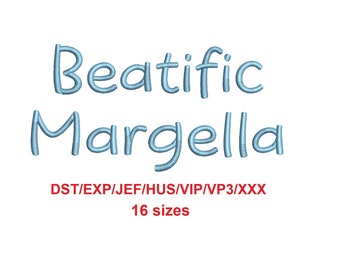 Beatific Margella embroidery font dst/exp/jef/hus/vip/vp3/xxx 16 sizes French and English alphabet with commercial license (SNA)