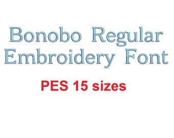 Bonobo Regular™ embroidery font PES 15 Sizes 0.25 (1/4), 0.5 (1/2), 1, 1.5, 2, 2.5, 3, 3.5, 4, 4.5, 5, 5.5, 6, 6.5, and 7 inches (RLA)