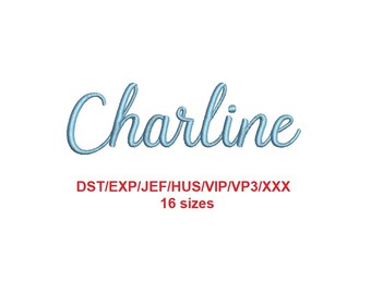 Charline embroidery font dst/exp/jef/hus/vip/vp3/xxx 16 sizes French and English alphabet with commercial license (SNA)