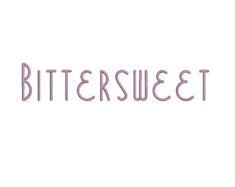 Bittersweet embroidery font bx (compatible with 17 machine file formats), dst, exp, pes, jef and xxx, Sizes 1, 1.5, 2 inches