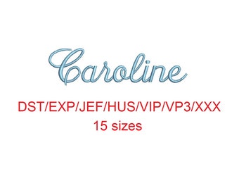 Caroline embroidery font dst/exp/jef/hus/vip/vp3/xxx 15 sizes small to large
