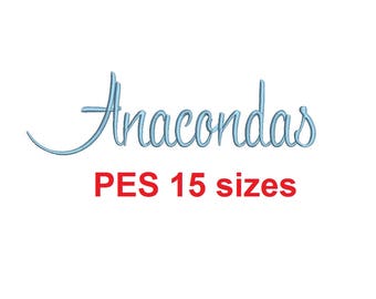 Anacondas script embroidery font PES format 15 Sizes instant download