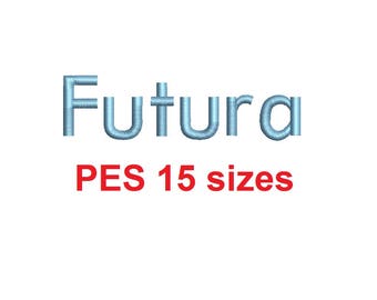 Futura embroidery font PES format 15 Sizes 0.25 (1/4), 0.5 (1/2), 1, 1.5, 2, 2.5, 3, 3.5, 4, 4.5, 5, 5.5, 6, 6.5, and 7 inches