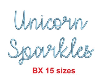 Unicorn Sparkles embroidery BX font Sizes 0.25 (1/4), 0.50 (1/2), 1, 1.5, 2, 2.5, 3, 3.5, 4, 4.5, 5, 5.5, 6, 6.5, and 7" (MHA)