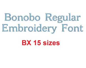Bonobo Regular™ block embroidery BX font Sizes 0.25 (1/4), 0.50 (1/2), 1, 1.5, 2, 2.5, 3, 3.5, 4, 4.5, 5, 5.5, 6, 6.5, and 7 inches (RLA)