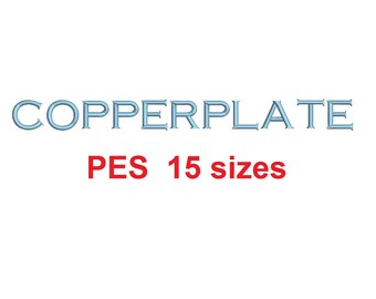 Copperplate embroidery font PES format 15 Sizes instant download